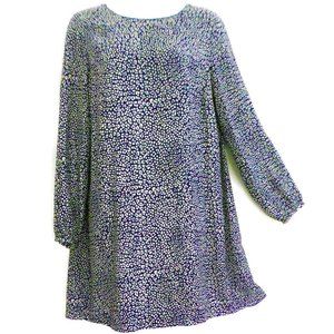 Zara Shift Dress Split Back Long Sleeves Navy White M